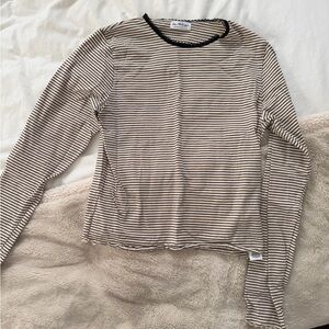 Miss Selfridge Black and Cream Striped Top